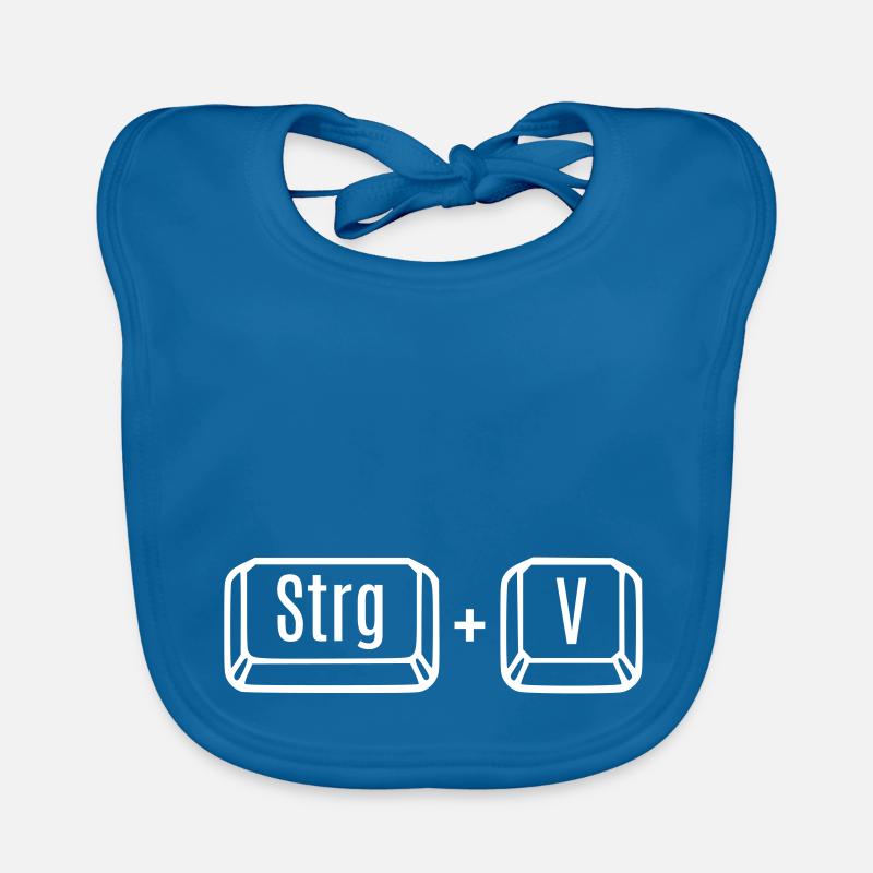 Ctrl + C Copier Ctrl + V Coller maman papa enfant - Bavoir bio Bébé - bleu paon