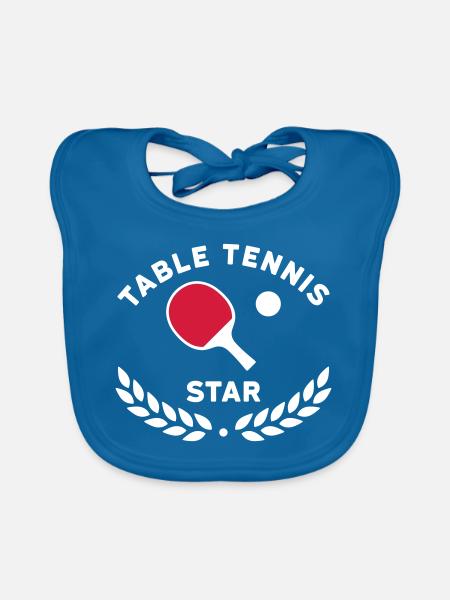 Étoile du tennis de table (couronne de laurier) - Bavoir bio Bébé - bleu paon - Devant