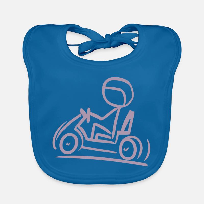 Go-Kart Silhouette Stick Figure Line Drawing Organic Baby Bibs