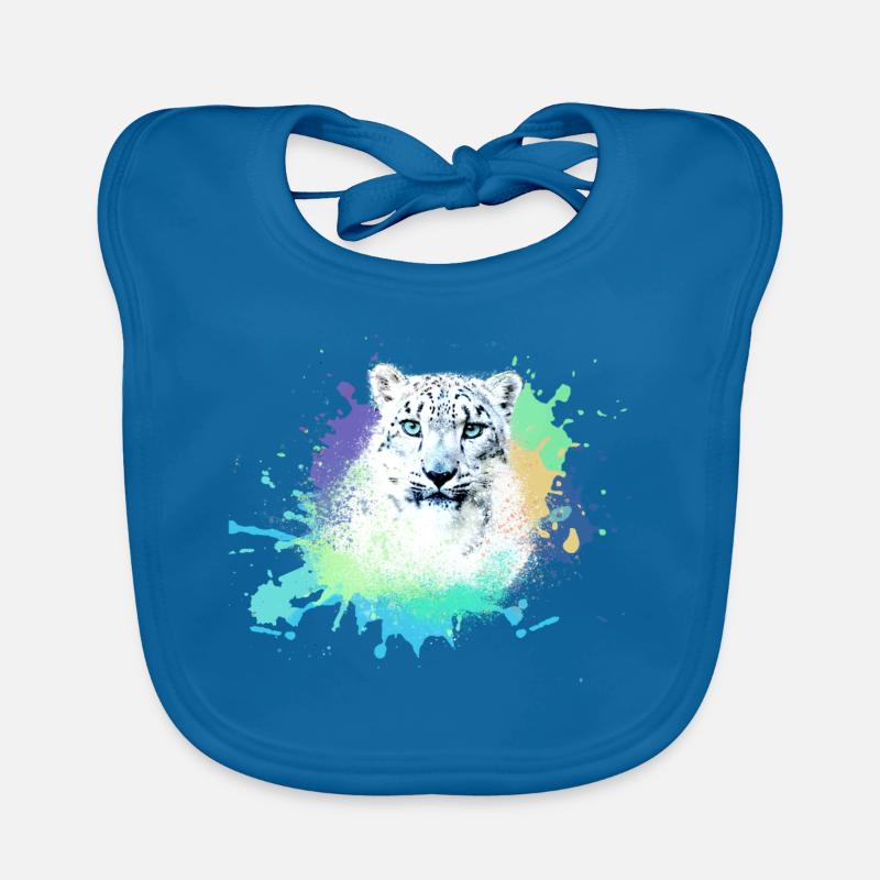 Léopard des neiges,chat,léopard, jaguar,coloré Bavoir bio Bébé
