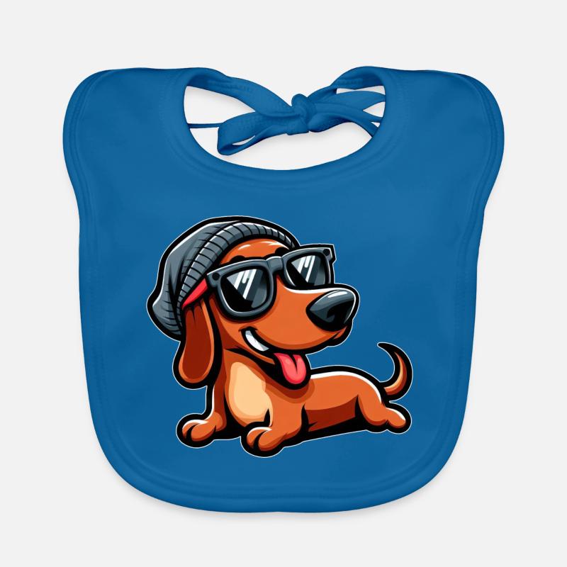 Lunettes de soleil teckel chien de dessin animé mignon Bavoir bio Bébé