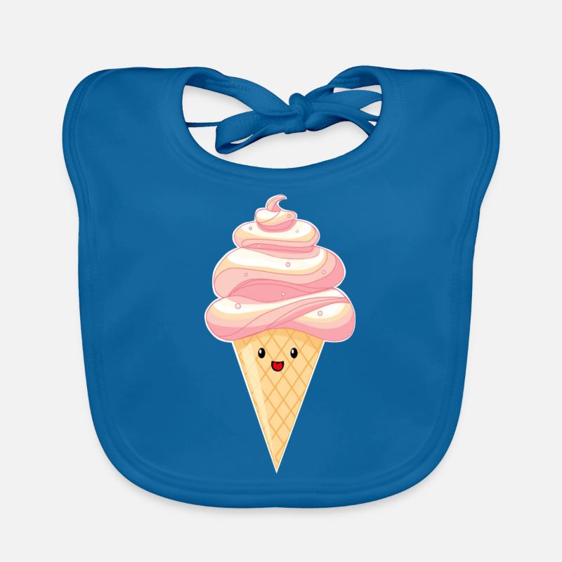 Kawaii - Eis auf Hörnchen - Baby Bio-Lätzchen - Pfauenblau