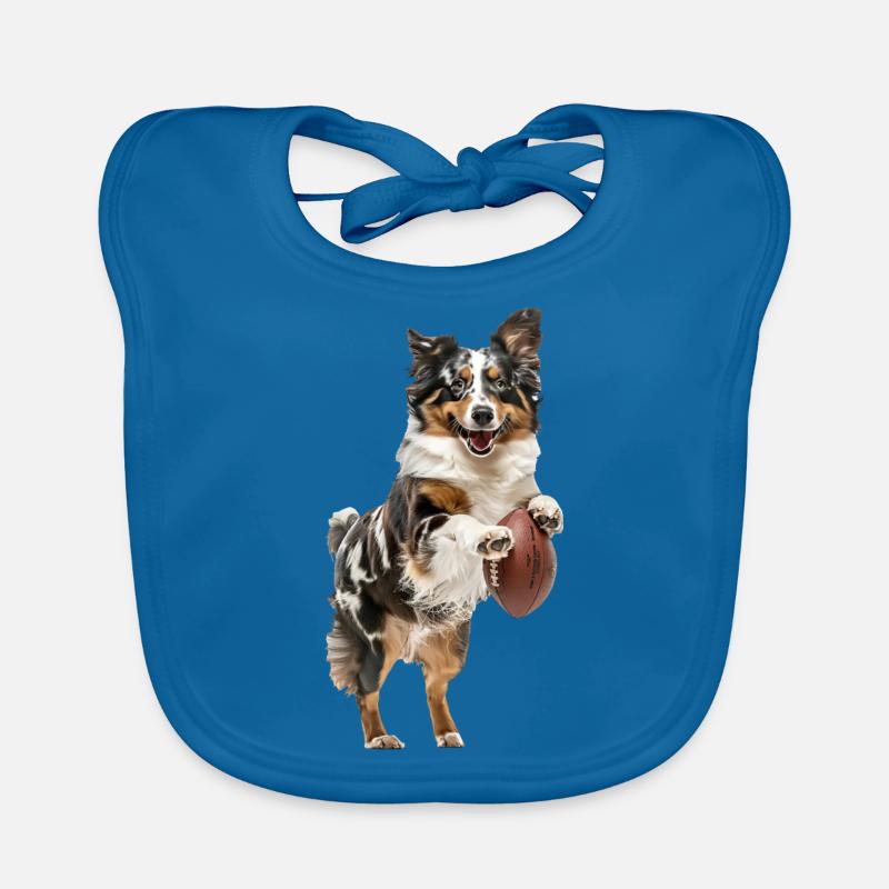 Berger australien - Bavoir bio Bébé - bleu paon