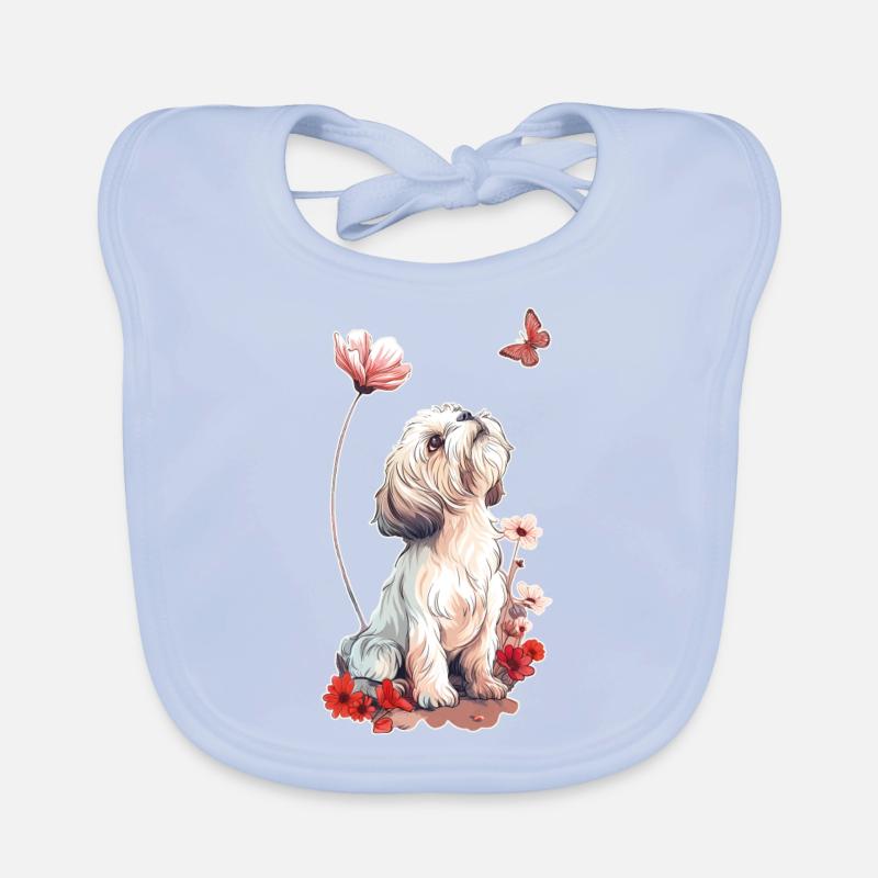 Shih Tzu et papillon Bavoir bio Bébé