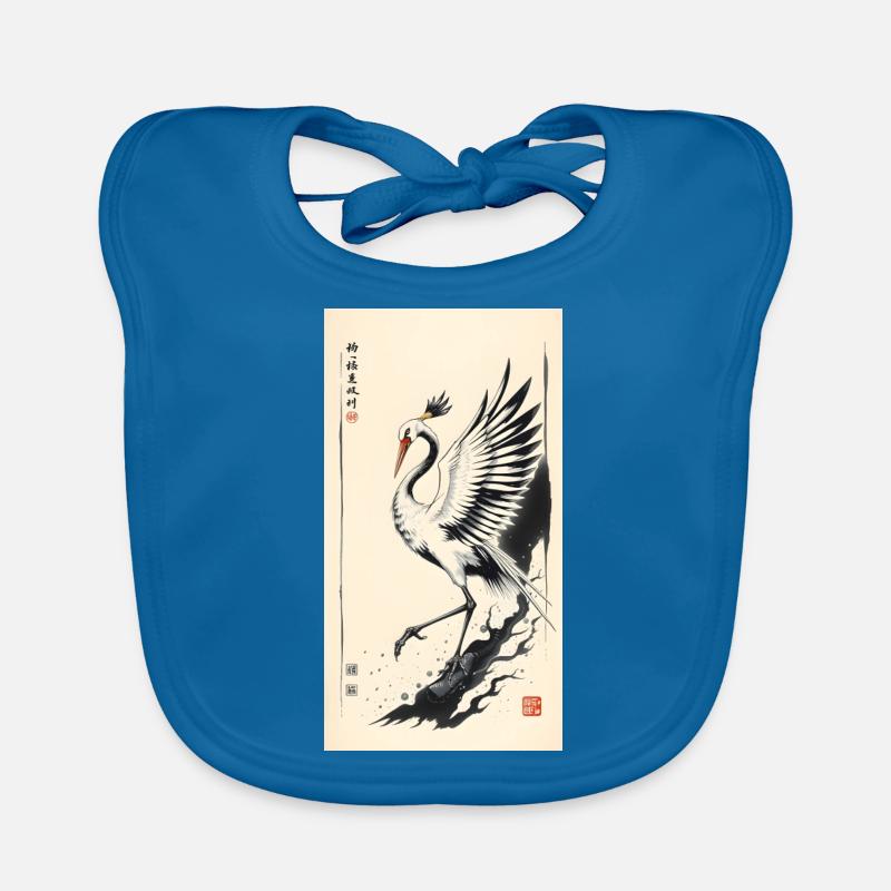 Kranich - Baby Bio-Lätzchen - Pfauenblau
