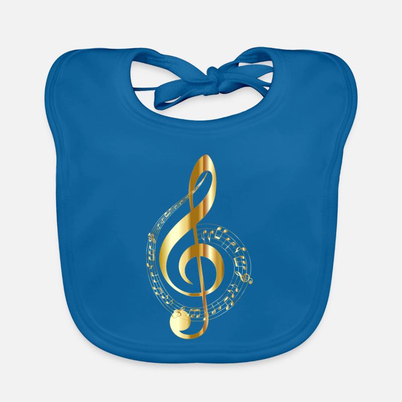 note de musique - Bavoir bio Bébé - bleu paon