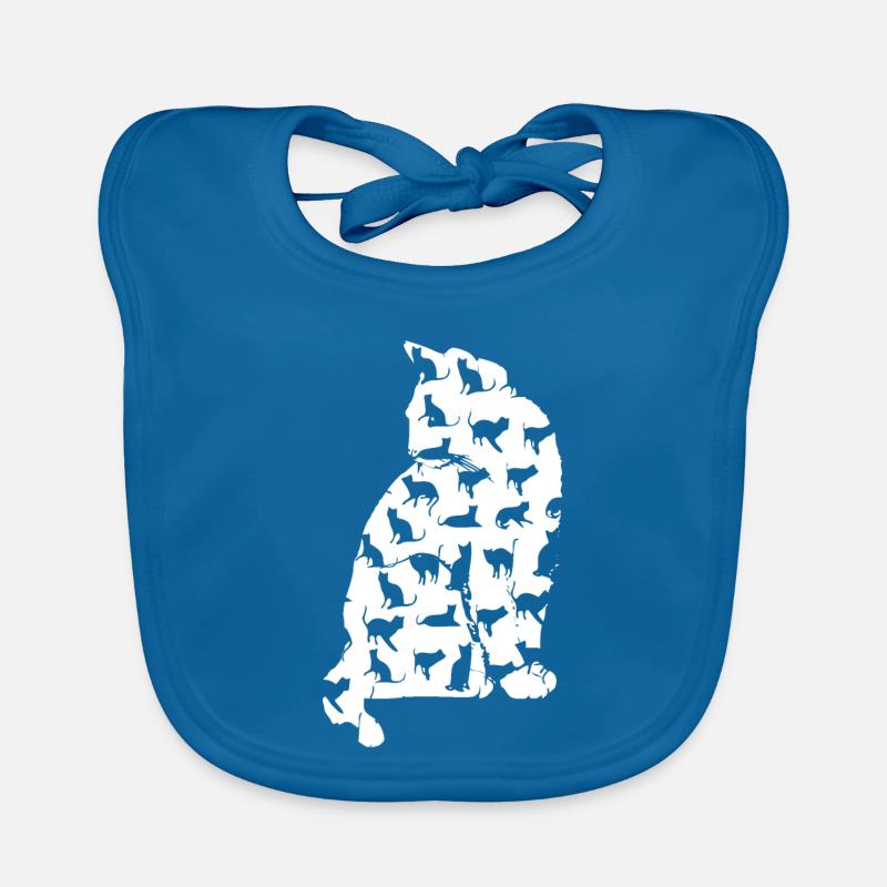 chat chat chat chat chat chatte minette chatte chatte minette - Bavoir bio Bébé - bleu paon