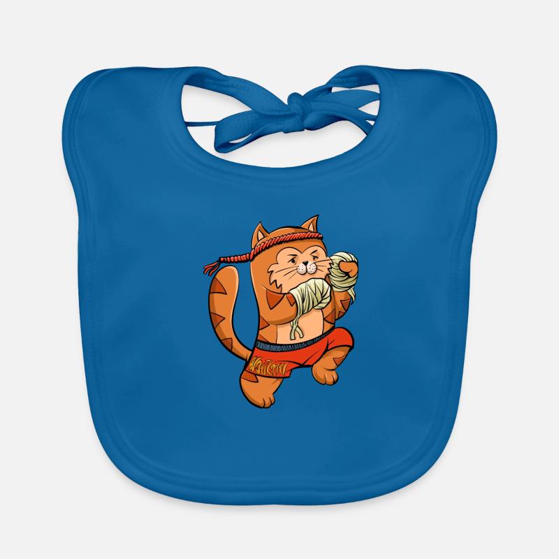 Muay Thai Boxing Chaton - Bavoir bio Bébé - bleu paon
