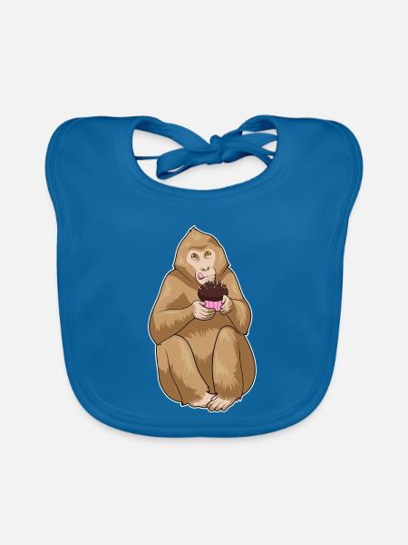 Affe Muffin - Baby Bio-Lätzchen - Pfauenblau