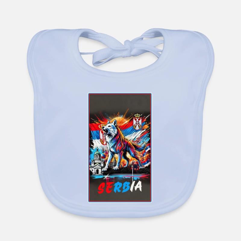 Conception du drapeau national du loup de Serbie Bavoir bio Bébé