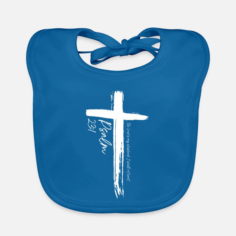 Cross - Psalm 23:1 Organic Baby Bibs