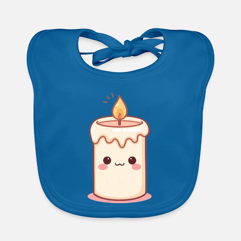 Kawaii candle with friendly face Organic Baby Bibs