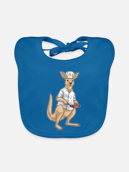 Känguru Koch Pfanne Kochen - Baby Bio-Lätzchen - Pfauenblau