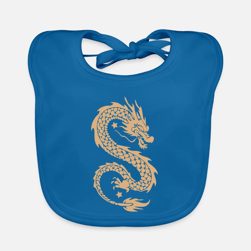 Silhouette dorée du Dragon Céleste Bavoir bio Bébé
