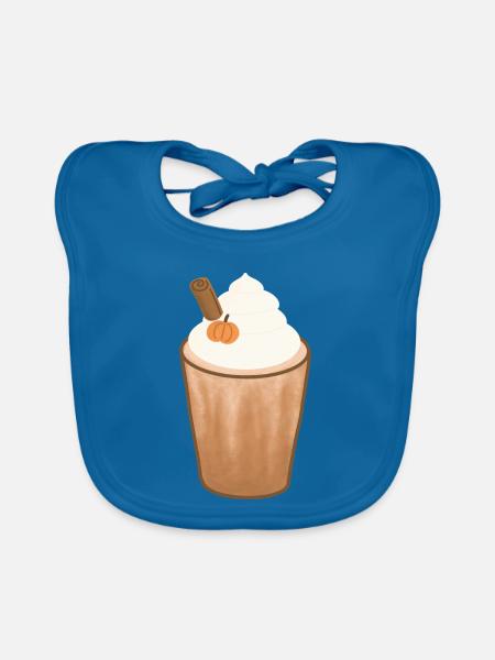 Herbst-Pumpkin-Gewürz-Latte - Baby Bio-Lätzchen - Pfauenblau - Vorne