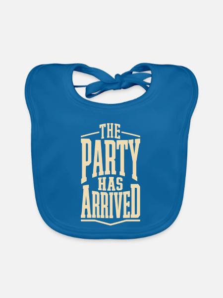 The Party Has Arrived - Baby Bio-Lätzchen - Pfauenblau - Vorne