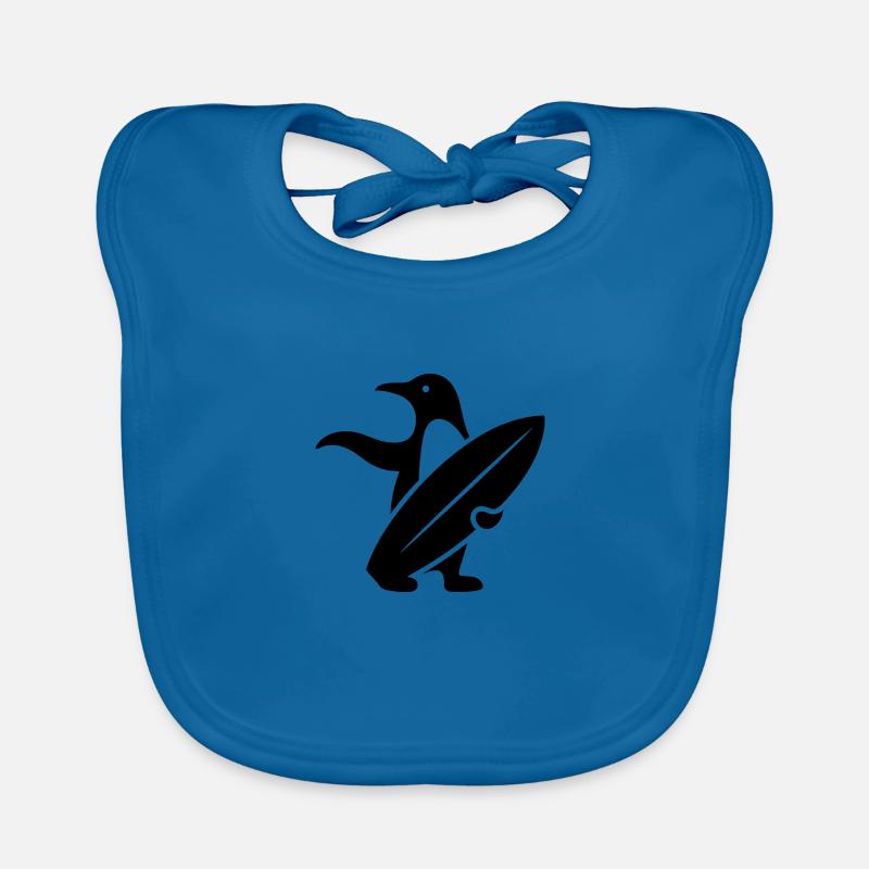 Pingouin, Surfeur, Silhouette, Surf, Minimaliste, We Bavoir bio Bébé