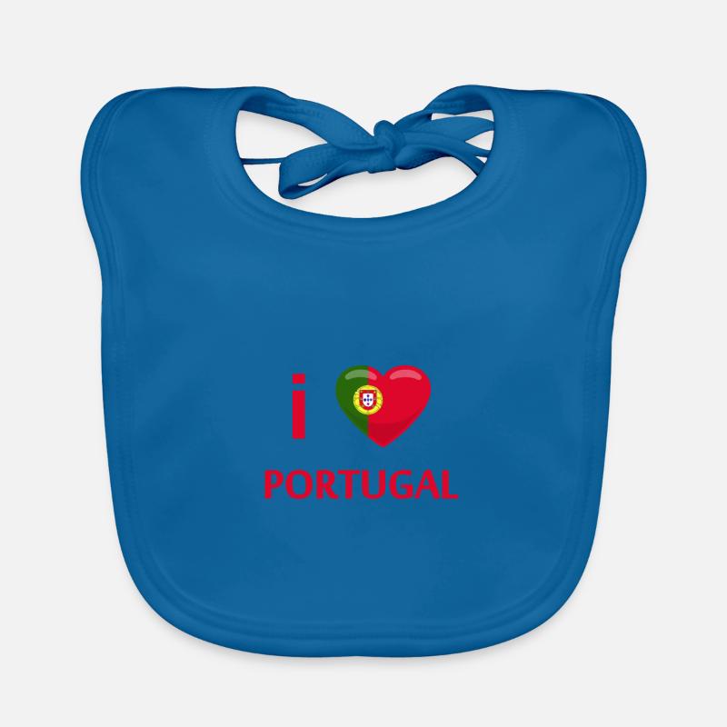 Drapeau Portugal - Bavoir bio Bébé - bleu paon