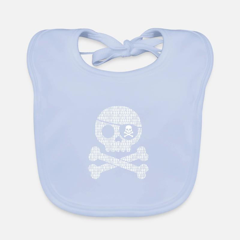 Digital Pirate Binary Code | Digital skull Organic Baby Bibs