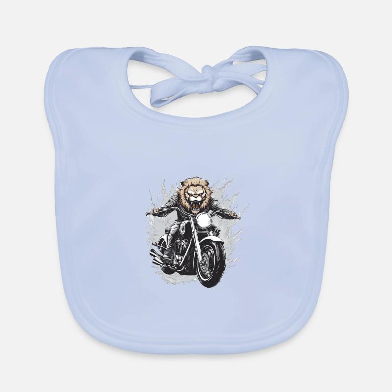 Motorcycle Biker Lion Organic Baby Bibs