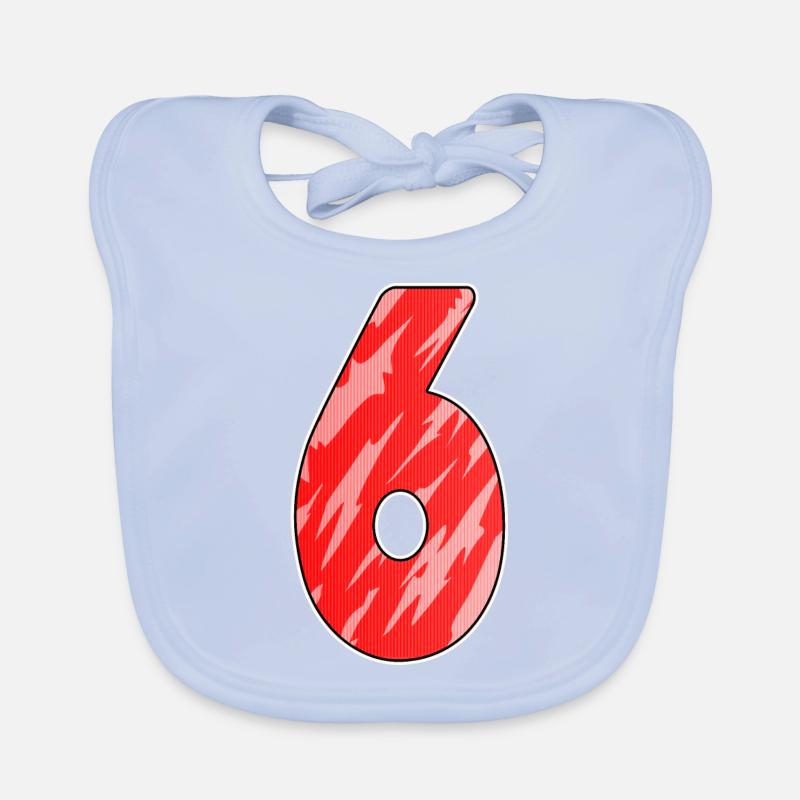 Number 6 Pattern Red Organic Baby Bibs