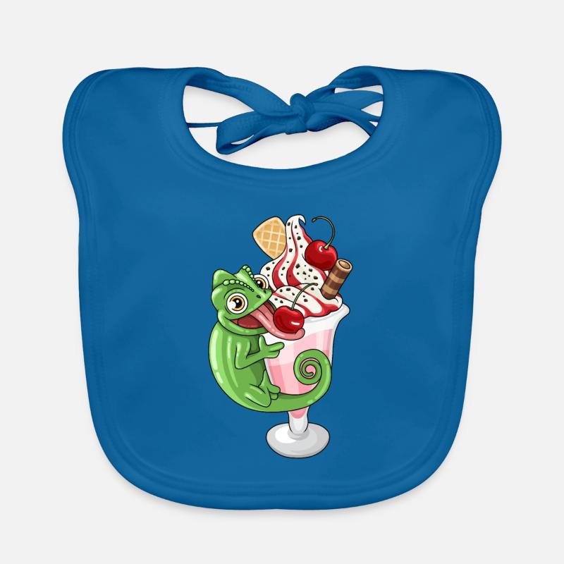 Ice cream cups with chameleon Organic Baby Bibs