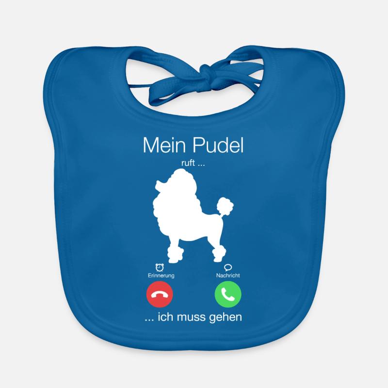 Geschenk Anruf Pudel ruft - Baby Bio-Lätzchen - Pfauenblau