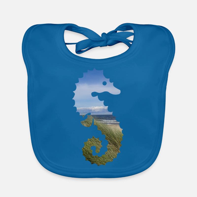 Seepferdchen Ostsee - Baby Bio-Lätzchen - Pfauenblau