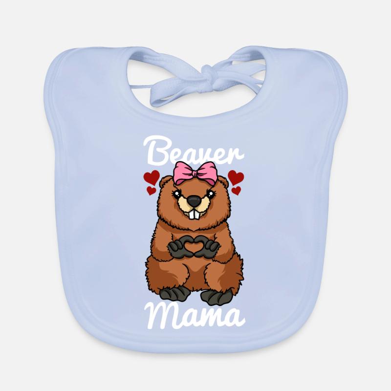 Beaver Mama Finger Heart Beaver Loop Organic Baby Bibs