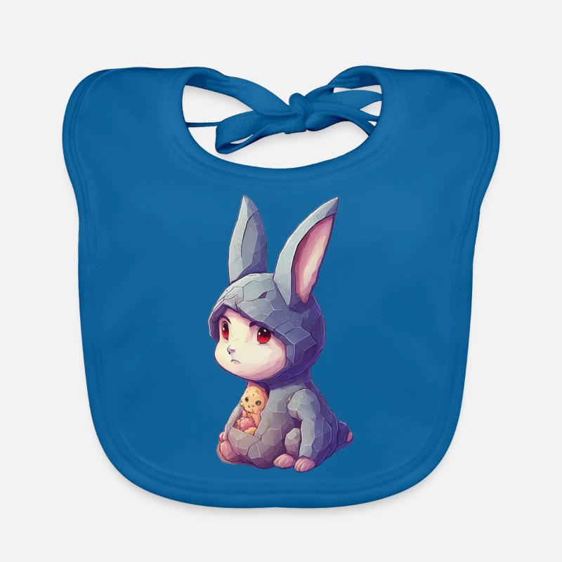 Petit lapin en sweat à capuche - Bavoir bio Bébé - bleu paon