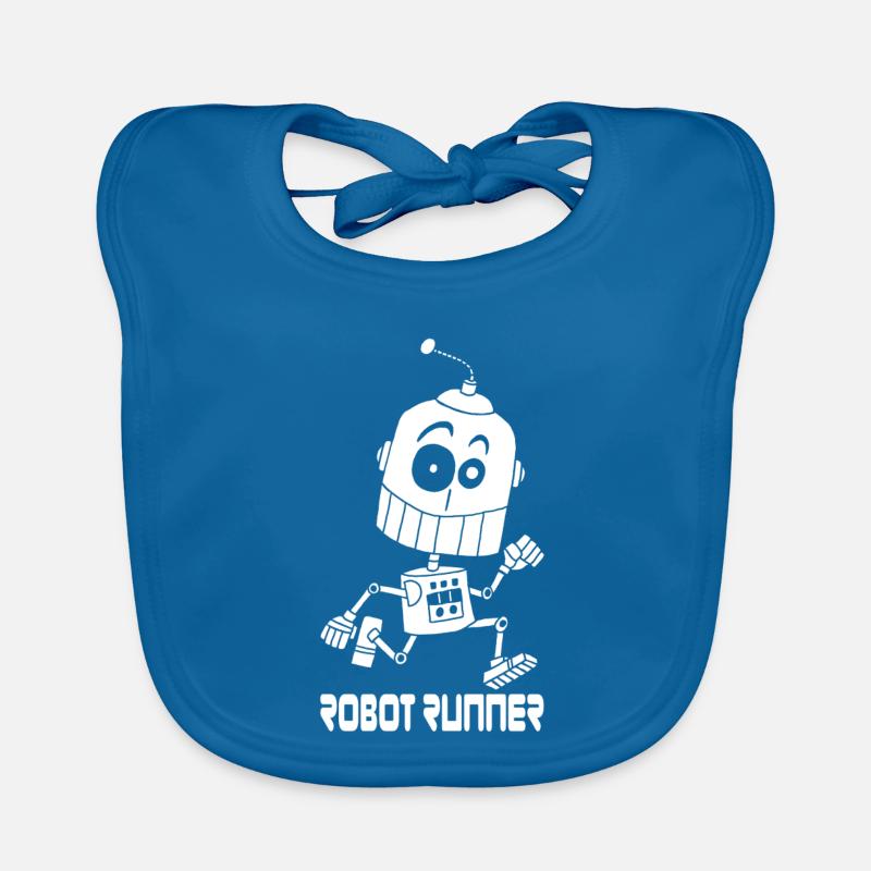 White Robot Runner Organic Baby Bibs