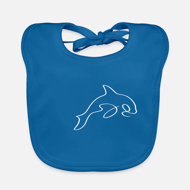 Baleine d'une ligne sait - Bavoir bio Bébé - bleu paon