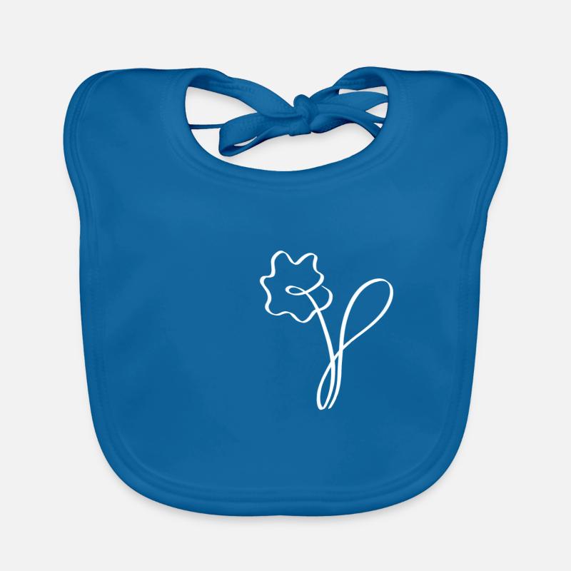 Fleur une ligne blanche - Bavoir bio Bébé - bleu paon