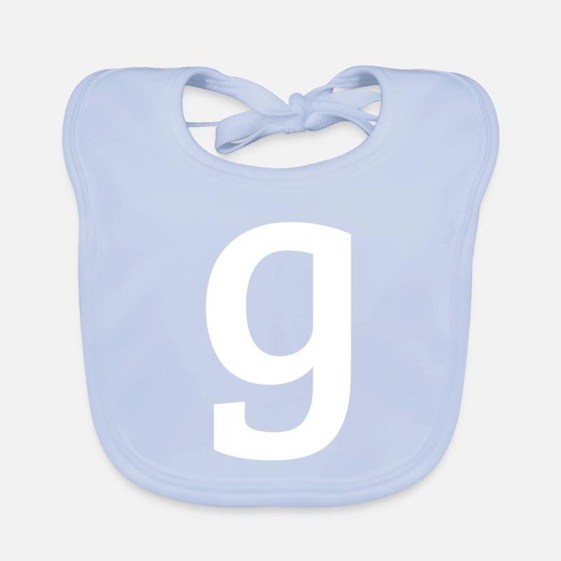 Buchstabe g "g" weiß Baby Bio-Lätzchen
