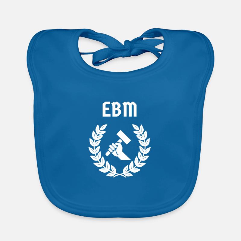EBM Electronic Body Music avec marteau et main - Bavoir bio Bébé - bleu paon