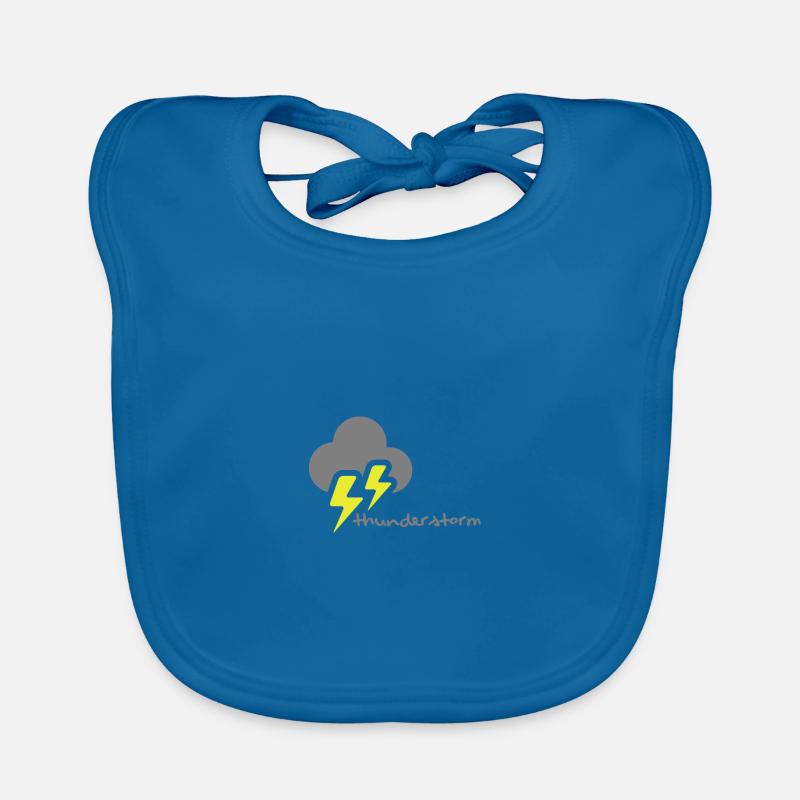 Météo, orage - météo, orage - Bavoir bio Bébé - bleu paon