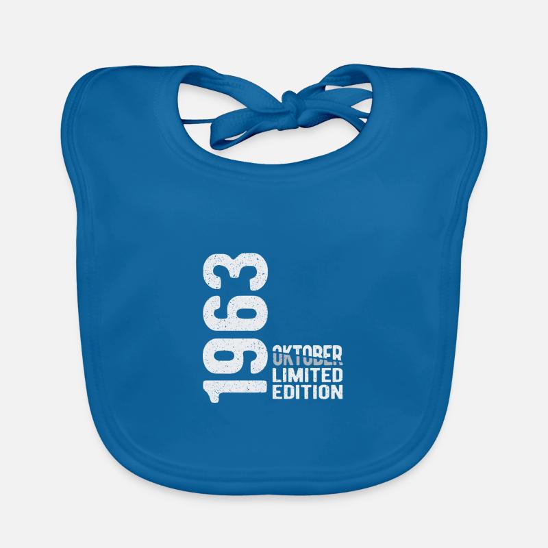 Octobre 1963 édition limitée Année de naissance - Bavoir bio Bébé - bleu paon