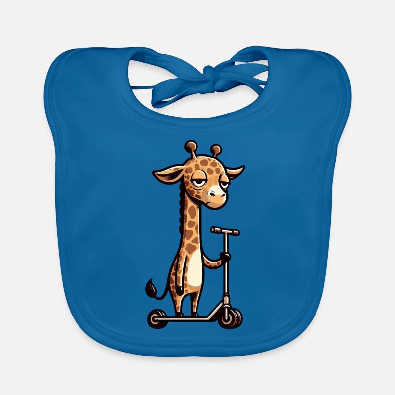 Mürrische Giraffe auf Roller Comic Spaß Baby Bio-Lätzchen