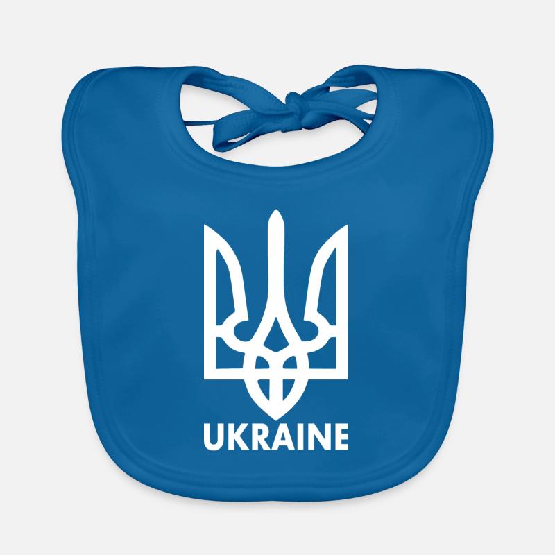 Ukraine - Bavoir bio Bébé - bleu paon