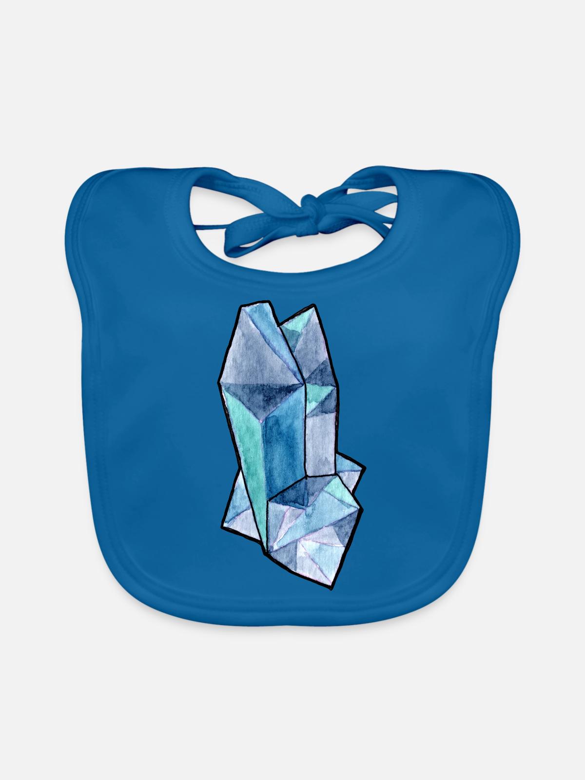 Hellblauer Kristall - Baby Bio-Lätzchen - Pfauenblau - Vorne