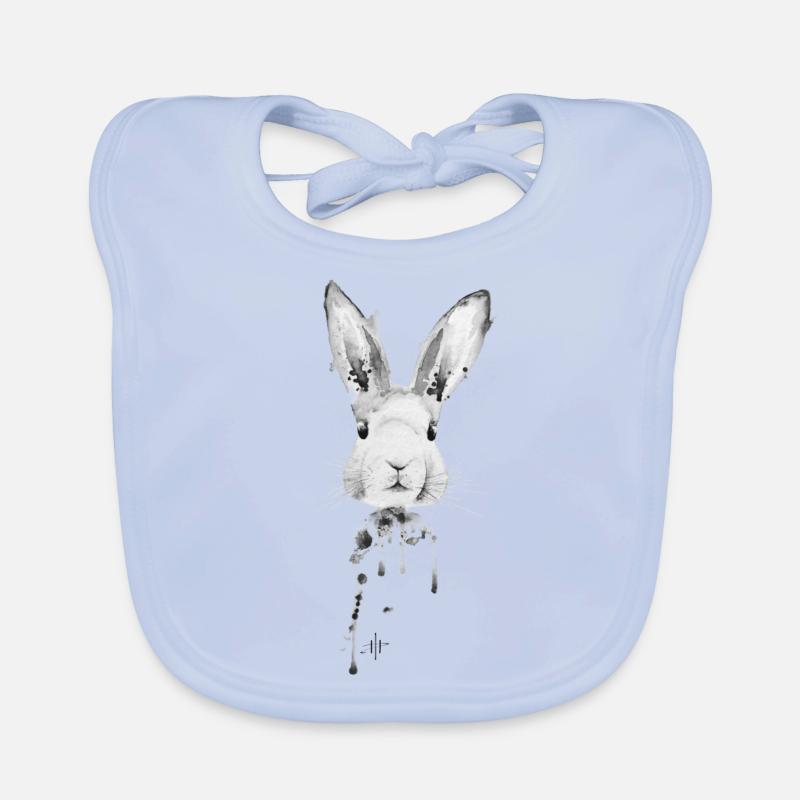 Rabbit Black White Organic Baby Bibs