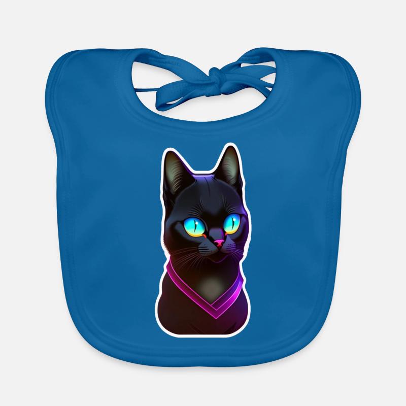 Black cat under neon light effect Organic Baby Bibs
