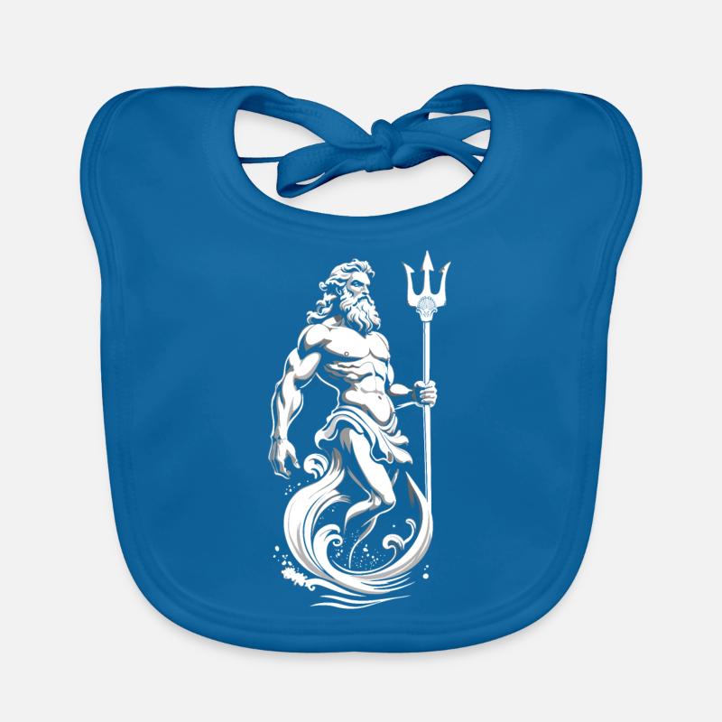 Poseidon, Gott des Meeres. - Baby Bio-Lätzchen - Pfauenblau