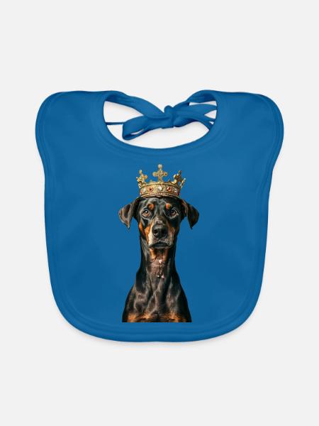 Doberman - Bavoir bio Bébé - bleu paon - Devant