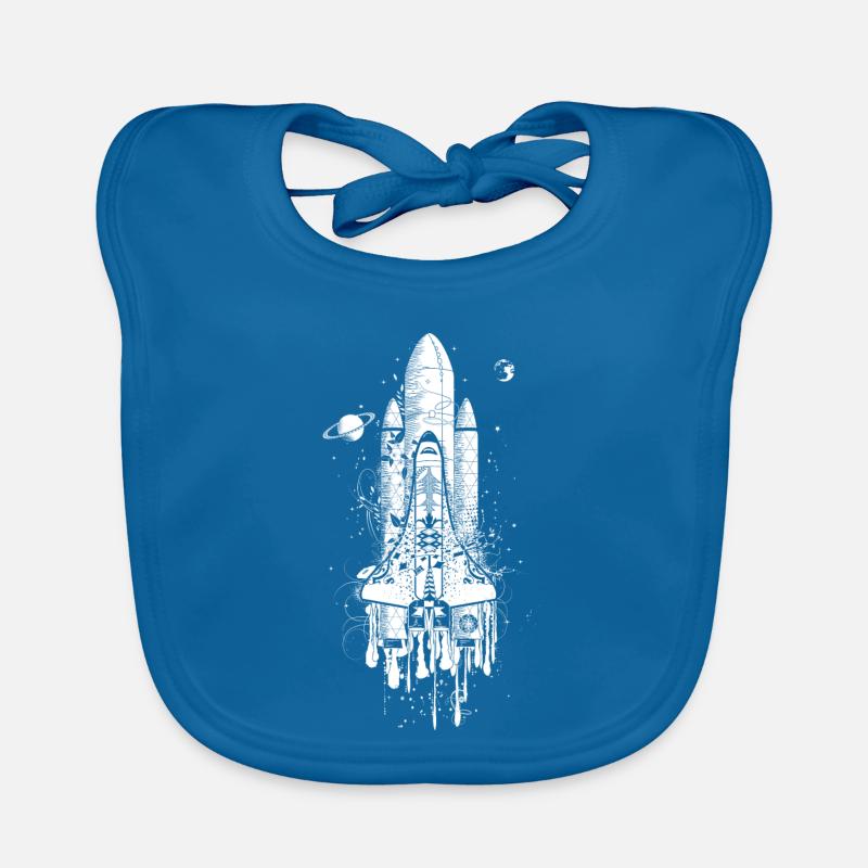 fusée imaginative - Bavoir bio Bébé - bleu paon