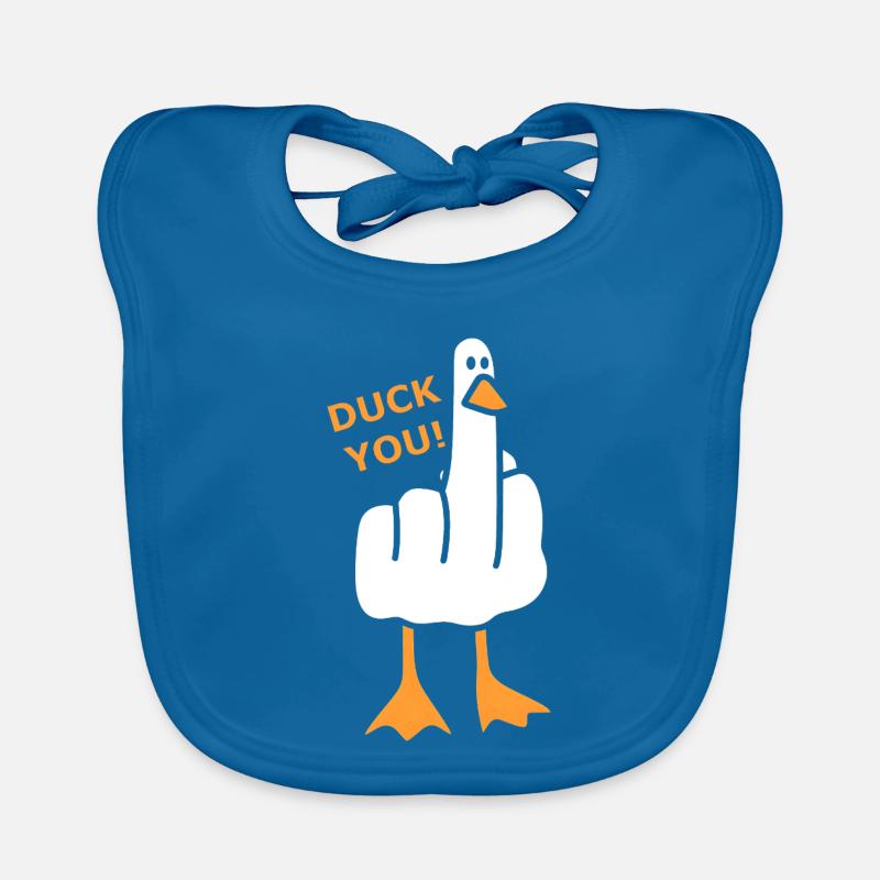 Vilain canard - Canard toi ! - Bavoir bio Bébé - bleu paon