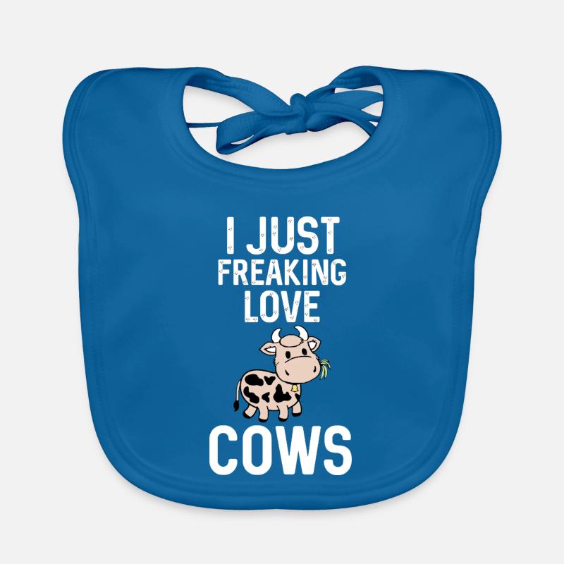 I Just Freaking Love Cows Cartoon Organic Baby Bibs