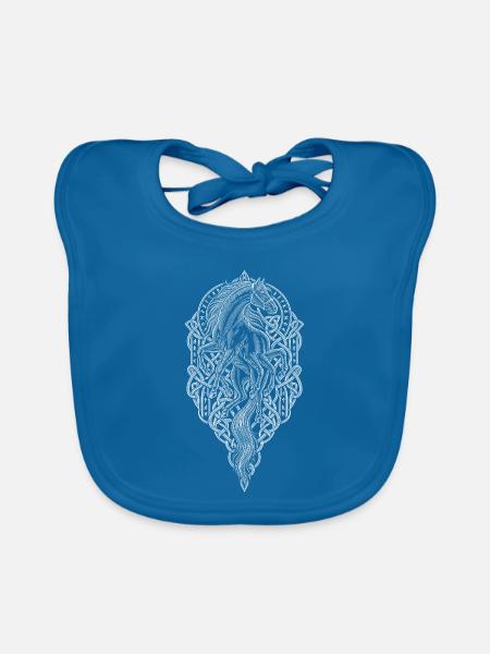 Das Pferd mit den acht Beinen - Baby Bio-Lätzchen - Pfauenblau
