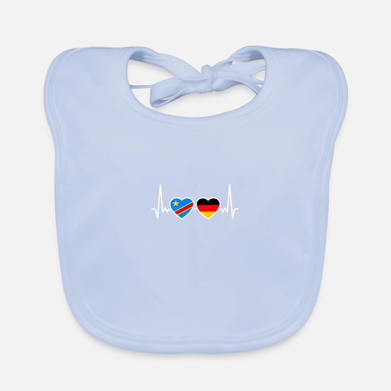 DR Congo Germany Heartbeat Flag Congolese Organic Baby Bibs