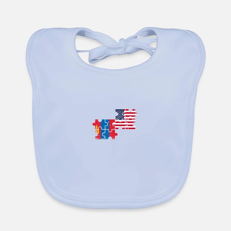 Mongolia USA Vintage Flag Mongolian Organic Baby Bibs